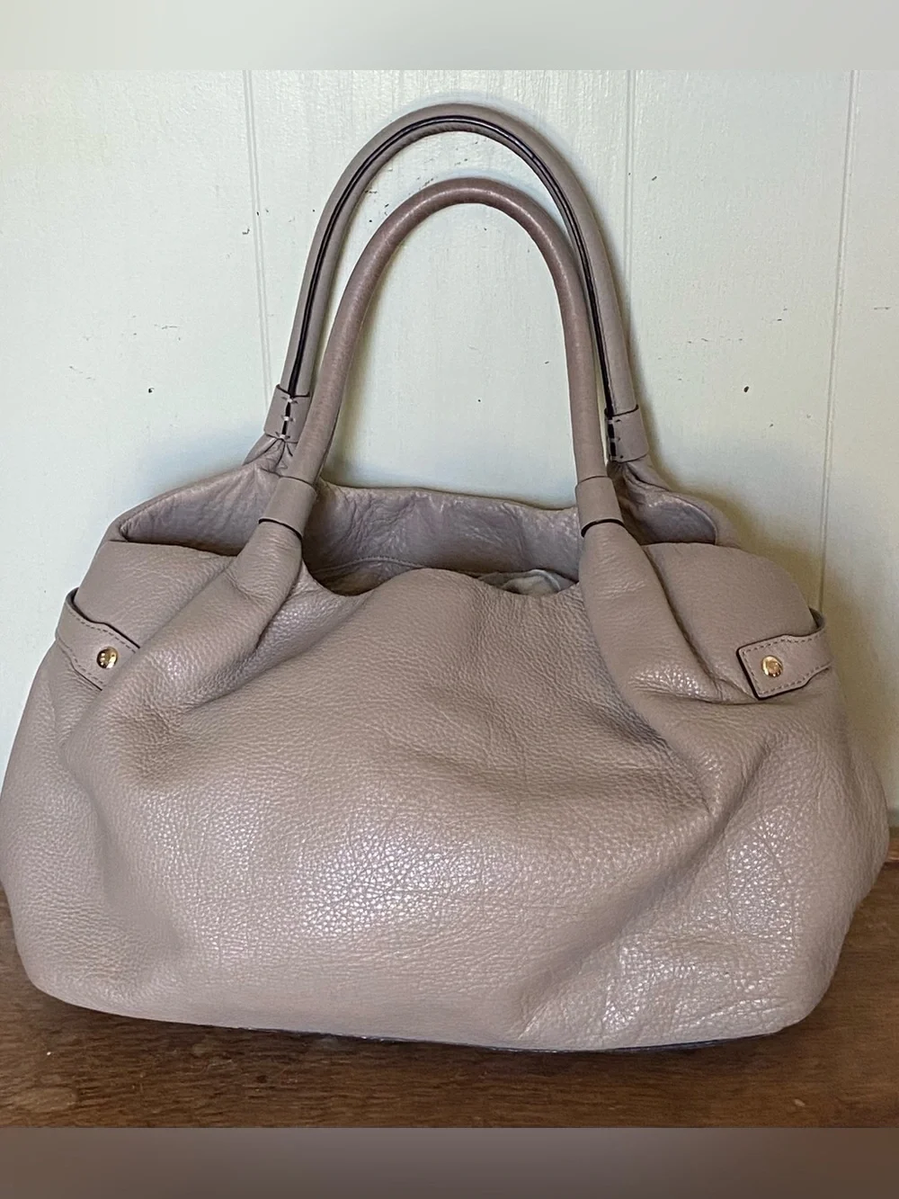 Kate Spade Pebbled Leather Satchel in Taupe Slouchy